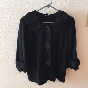 Black cropped pea coat style jacket